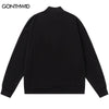 Hip Hop Sweatshirt Hoodie Streetwear Hip Hop Skull Skeleton Print Half Zipper Stand Collar Pullover Harajuku Punk Gothic Hoodies