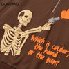 Hip Hop Sweatshirt Hoodie Streetwear Hip Hop Skull Skeleton Print Half Zipper Stand Collar Pullover Harajuku Punk Gothic Hoodies