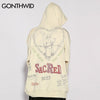 Hip Hop Sweatshirt Hoodie Streetwear Vintage Retro Graffiti Print Gothic Hood Sweatshirts 2023 Men Harajuku Cotton Pullover Male