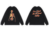 Hip Hop Sweatshirt Men Hoodie Streetwear Skull Skeleton Print Punk Gothic Pullover 2023 Harajuku Casual Cotton Loose Top
