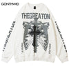 Hip Hop Sweatshirt Streetwear Grunge Skull Skeleton Print Punk Gothic Pullover 2023 Harajuku Casual Loose Hoodie Couple