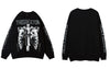 Hip Hop Sweatshirt Streetwear Grunge Skull Skeleton Print Punk Gothic Pullover 2023 Harajuku Casual Loose Hoodie Couple