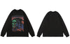 Hip Hop Sweatshirt Streetwear Mens Skull Skeleton Print Punk Gothic Crewneck Pullover 2023 Harajuku Cotton Loose Hoodie
