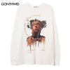Hip Hop T-Shirt Streetwear Mens Graphic Print Oversized Long Sleeve Tshirt 2023 Harajuku Casual Cotton Loose Punk Gothic Shirts