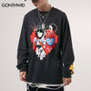 Hip Hop T-Shirt Streetwear Y2K Harajuku Japanese Cartoon Game Girl Print Long Sleeve Cotton Tshirts Harajuku Loose Shirt