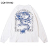 Hip Hop T Shirts Streetwear Chinese Dragon Print Long Sleeve Oversized Tshirt 2023 Harajuku Casual Loose Cotton Tees Shirts Tops