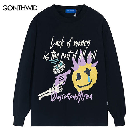 Hip Hop Tshirt Streetwear Graffiti Letter Print Long Sleeve T-Shirt 2023 Harajuku Casual Cotton Tee Shirts Tops Couple