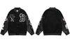 Hip Hop Varsity Baseball Bomber Jacket Streetwear Embroidery Furry Patchwork Color Block Jackets Harajuku Casual College Coat