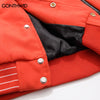 Hip Hop Varsity Baseball Bomber Jacket Streetwear Embroidery Furry Patchwork Color Block Jackets Harajuku Casual College Coat