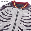 Hip Hop Vintage Baseball Jacket Streetwear Y2K Embroidery Skull Skeleton Bomber Coats Winter Thicken Warm Punk Gothic Jackets