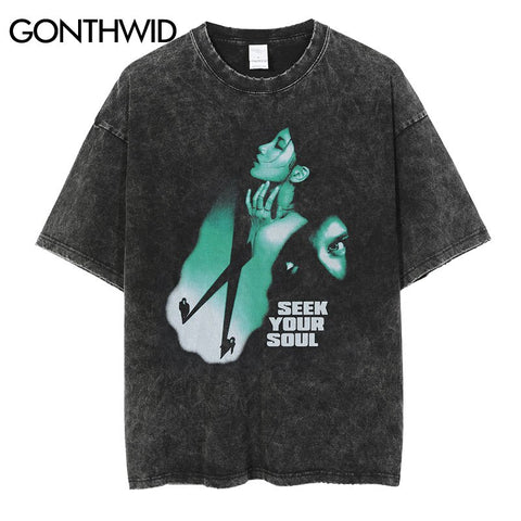 Hip Hop Vintage Gothic T Shirt Streetwear 2023 Retro Graphic Print Punk Tshirts Mens Harajuku Cotton Short Sleeve Tees