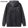 Hip Hop Vintage Hoodie Sweatshirt Y2K Grunge Butterfly Print Heavy Hooded Harajuku Punk Gothic Washed Pullover Washed Streetwear