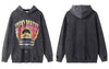 Hip Hop Vintage Hoodie Sweatshirt Y2K Grunge Streetwear Harajuku Flame Car Print Punk Washed Pullover Hooded High Street Heavy