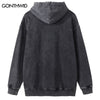 Hip Hop Vintage Hoodie Sweatshirt Y2K Grunge Streetwear Harajuku Flame Car Print Punk Washed Pullover Hooded High Street Heavy