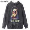 Hip Hop Vintage Hoodie Sweatshirt Y2K Grunge Streetwear Virgin Mary Skull Skeleton Print Punk Goth Hooded Harajuku High Street