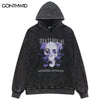 Hip Hop Vintage Hoodie Y2K Skull Skeleton Print Punk Gothic Sweatshirt Streetwear Harajuku Loose Washed Pullover Hooded