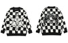 Hip Hop Vintage Sweater Y2K Mens Knitted Star Gun Plaid Jumpers Sweaters 2023 Autumn Harajuku Casual Streetwear Pullover Couple