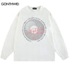 Hip Hop Vintage T Shirts Graffiti Letter Print Distressed Wash Tshirt Streetwear Harajuku Cotton Long Sleeve Punk Gothic Tee Top