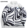 Hip Hop Warm Thick Parka Jacket Winter Tie Dye Stripes Color Block Parka Coat Streetwear Harajuku Casual Loose Outdoor