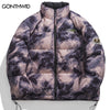 Hip Hop Winter Jacket Parkas Streetwear Tie Dye Camouflage Padded Coat Mens Harajuku Casual Thick Warm Jackets Outwear