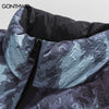 Hip Hop Winter Jacket Parkas Streetwear Tie Dye Camouflage Padded Coat Mens Harajuku Casual Thick Warm Jackets Outwear