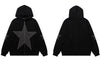 Hip Hop Zip Up Hoodie Jacket Y2K Grunge Vintage Star Patch Punk Gothic Loose Hooded Sweatshirt Coat Harajuku Cotton Streetwear