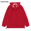 Hip Hop Zip Up Hoodie Sweatshirt Jacket Y2K Embroidery Letter Devil Horns Fleece Coat Streetwear Harajuku Retro Loose Punk Goth