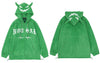 Hip Hop Zip Up Hoodie Sweatshirt Jacket Y2K Embroidery Letter Devil Horns Fleece Coat Streetwear Harajuku Retro Loose Punk Goth