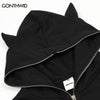 Hip Hop Zip Up Hoodie Sweatshirt Jacket Y2K Grunge Harajuku Vintage Letter Print Hooded Coat Cotton Loose Zipper Tops