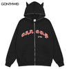 Hip Hop Zip Up Hoodie Sweatshirt Jacket Y2K Grunge Harajuku Vintage Letter Print Hooded Coat Cotton Loose Zipper Tops