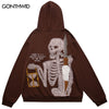 Hip Hop Zip Up Hoodie Sweatshirt Jacket Y2K Grunge Vintage Embroidery Skull Skeleton Hooded Coat Harajuku Cotton Punk Gothic Top