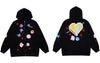 Hip Hop Zip Up Hoodie Sweatshirt Y2K Harajuku Embroidery Pixel Pattern Pullover Oversized Hooded Jacket Coat Loose Tops