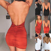 Sexy Womens Summer Backless High Draped Slim Bandage Bodycon Evening Party Short Mini Dress