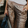 Hirigin Women Casual Sequin Glitter Skinny Pencil Pants High Waist Stretch Slim Pencil Trousers Joggers