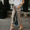 Hirigin Women Casual Sequin Glitter Skinny Pencil Pants High Waist Stretch Slim Pencil Trousers Joggers