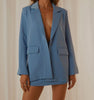 Holiwind 2023 Spring Italian Cities Blazer Blue Blazer Jacket Long Sleeve Double Button Notch Lapels