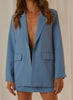 Holiwind 2023 Spring Italian Cities Blazer Blue Blazer Jacket Long Sleeve Double Button Notch Lapels