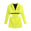 Hollow Out Waist Blazer Jacket Sexy Office Laidies Long Sleeve Bodycon Outwear Women Summer Robe Chemise Femme Chic Coat Abrigo