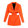 Hollow Out Waist Blazer Jacket Sexy Office Laidies Long Sleeve Bodycon Outwear Women Summer Robe Chemise Femme Chic Coat Abrigo