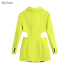 Hollow Out Waist Blazer Jacket Sexy Office Laidies Long Sleeve Bodycon Outwear Women Summer Robe Chemise Femme Chic Coat Abrigo