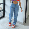 Hollow Out Waist Wide Leg Straight Jeans Women Double Button Casual Trousers Mom Baggy Denim Pants Vintage Outfit 90s Iamhotty