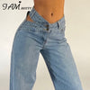 Hollow Out Waist Wide Leg Straight Jeans Women Double Button Casual Trousers Mom Baggy Denim Pants Vintage Outfit 90s Iamhotty