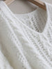 Hollow Out Winter Pullover Women Casual Loose Knit Sweater V-neck Long Sleeve Knitwear Female Elegant Solid Warm Jumper