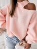 Hollow Out Winter Pullover Women Casual Off Shoulder Knit Sweater Loose Sexy Lantern Sleeve Knitwear Female Solid Jumper