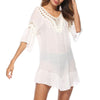 Hollow Out tassel Hairball Loose Dress for Women Summer Backless smock Straight dresses V Neck Half Sleeve Plain Short Dress