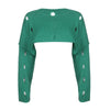 Hollowed Out Green Y2K Short Sweaters Preppy Style Knit Pullover Long Sleeve Oversized Sweater Autumn Winter Crop Top Streetwear