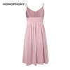 Homophony Midi Dress Sexy Party Sleeveless Backless Folds Solid Sweet Women Dress Summer Elegant Sundresses Vestido Playa Mujer