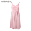 Homophony Midi Dress Sexy Party Sleeveless Backless Folds Solid Sweet Women Dress Summer Elegant Sundresses Vestido Playa Mujer