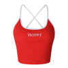 Honey Letter 2022 Summer Sexy Crop Tops Women Knitted Tank Top Cropped Vest Female Strap Slim Short Crochet Camisole Feminino
