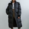 Hooded Winter Long Down Jacket Women Padded Parkas Outerwear Long Down Coat Solid Puffer Jacket Streetwear With Zipper